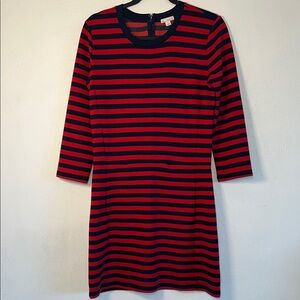 GAP Red and Black Striped Long Sleeve Dress
